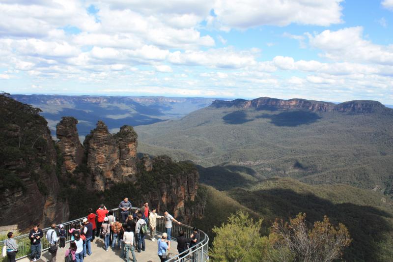 Blue Mountains De eucalyptusbossen van de Blue Mountains trekken veel toeristen.